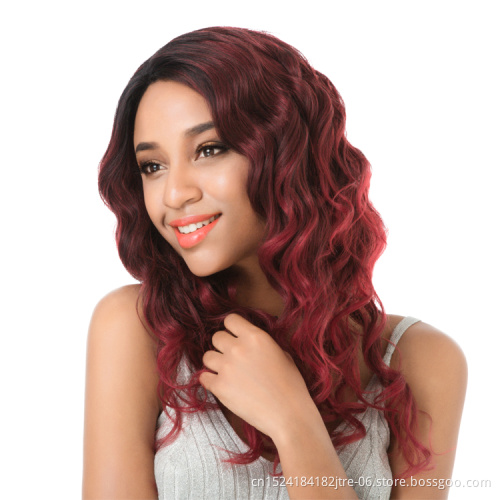 long side part shaggy wavy synthetic wig, 24 inches synthetic lace front wig red star wavy synthetic wig